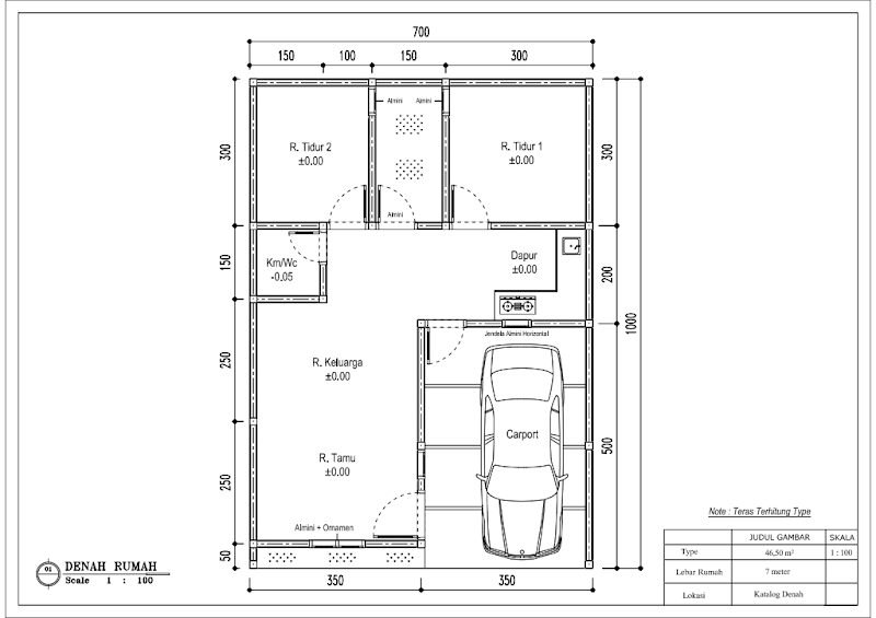 Denah Rumah Type 46,5