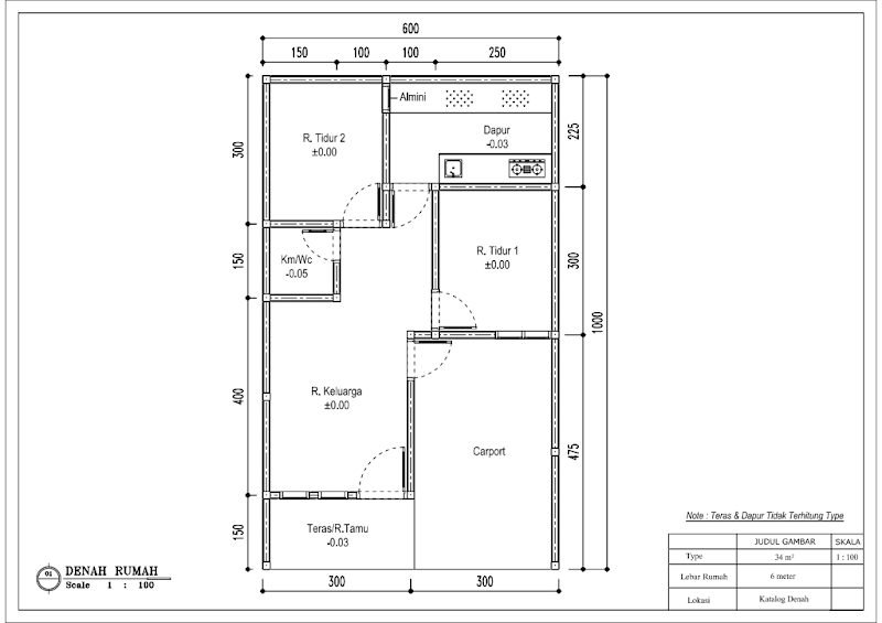 Denah Rumah Type 34