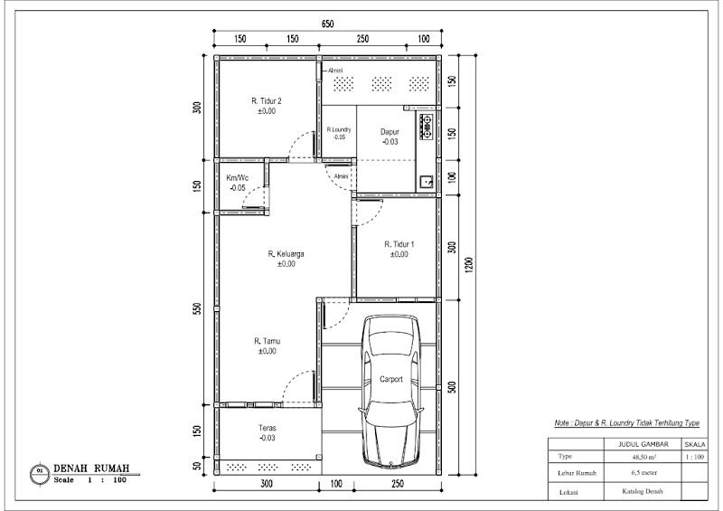 Denah Rumah Type 48,5