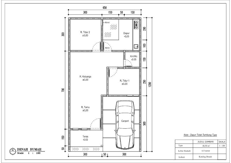 Denah Rumah Type 48,5