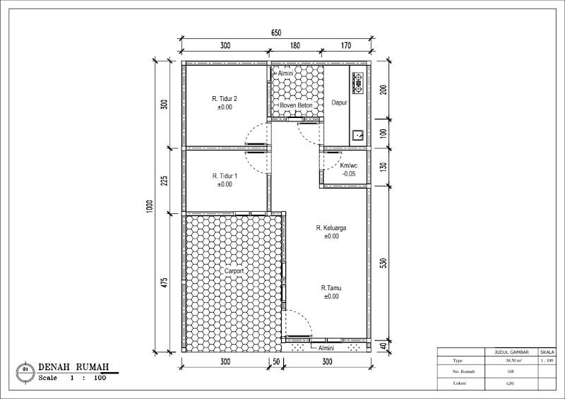 Denah Rumah Type 38,5