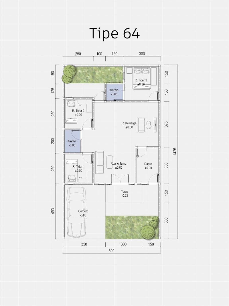 Denah Rumah Type 64